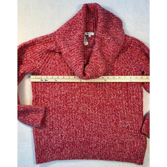 Madewell Red White Speckled Cowlneck Knit Sweater Pullover Jumper M NWT - Picture 8 of 9